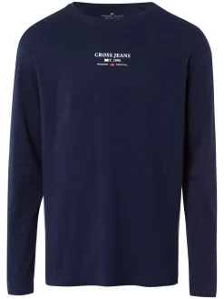 Longsleeve męski granatowy 16100-001<Cross Jeans Outlet