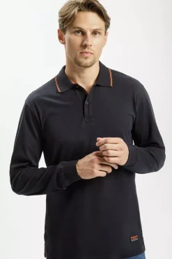 Longsleeve męski polo granatowy 16038-001<Cross Jeans Online