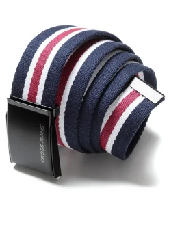 Pasek parciany męski granatowy 0563K-554 NAVY/BORDEAUX<Cross Jeans Outlet