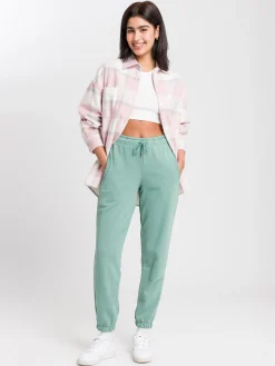 Spodnie damskie dresowe zielone 80113-620<Cross Jeans Best