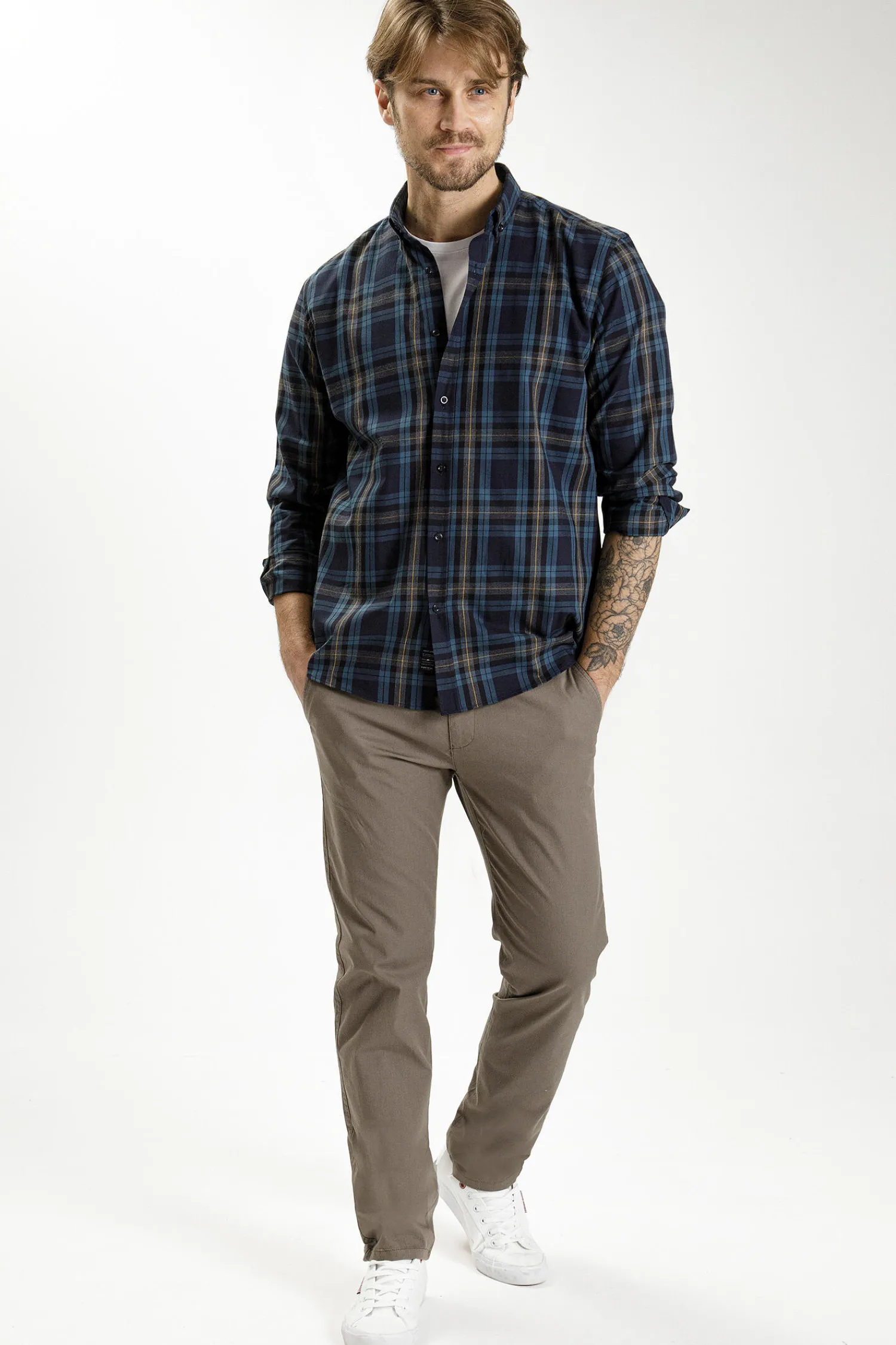 Spodnie męskie chino brązowe F 194-630<Cross Jeans Clearance