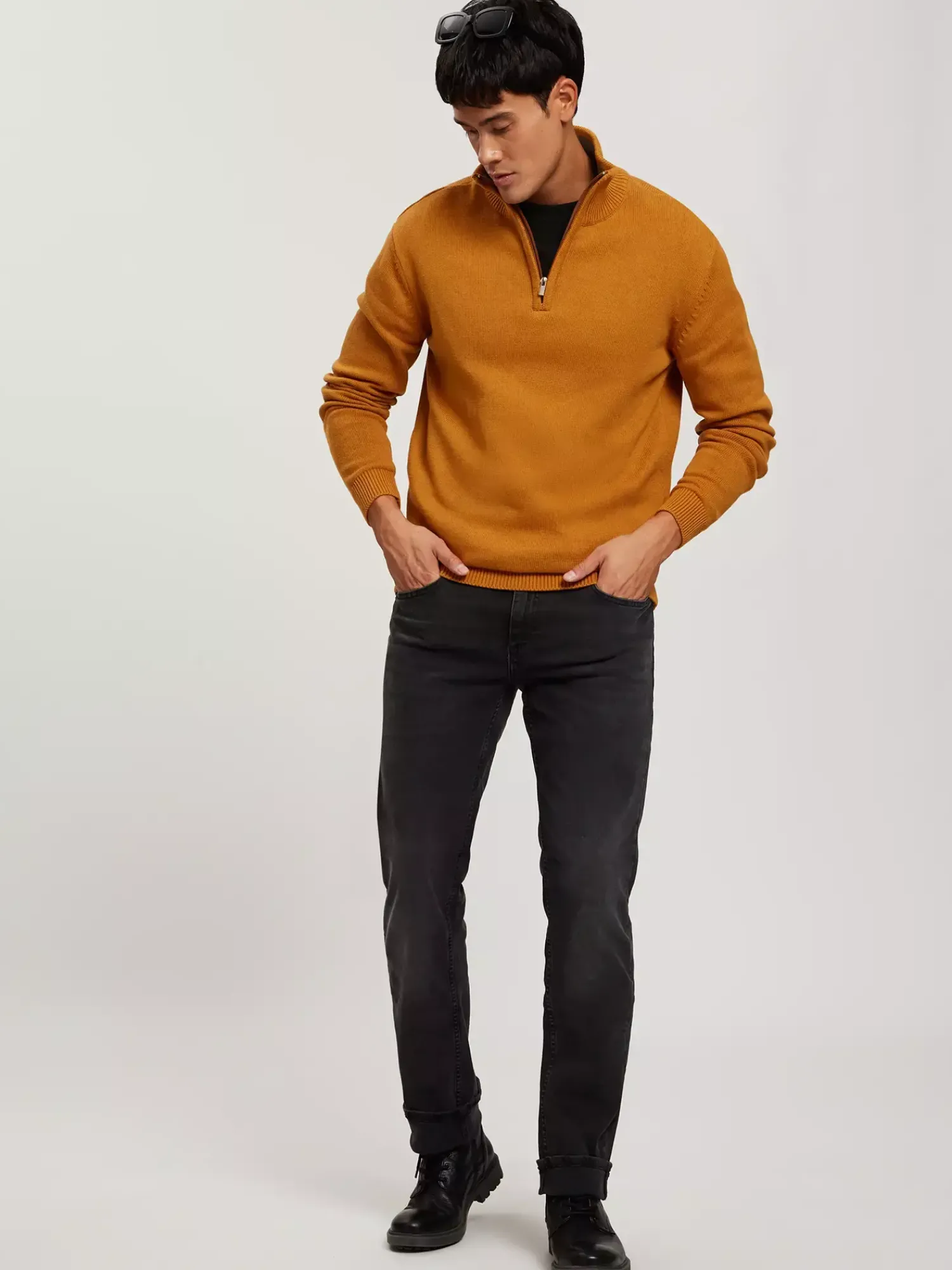 Sweter męski brązowy 34253-548<Cross Jeans Hot