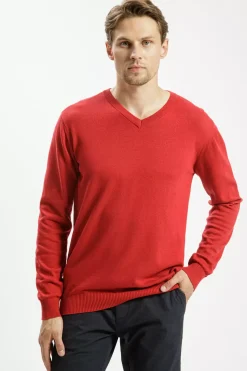 Sweter męski czerwony 34229-529<Cross Jeans Outlet