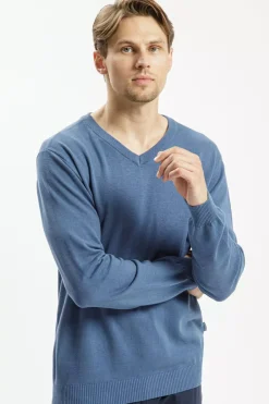 Sweter męski niebieski 34229-005<Cross Jeans Outlet