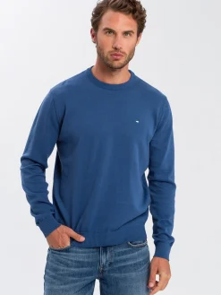 Sweter męski w niebieskim kolorze 34156-005<Cross Jeans Discount