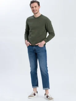 Sweter męski zielony 34157-002<Cross Jeans Best