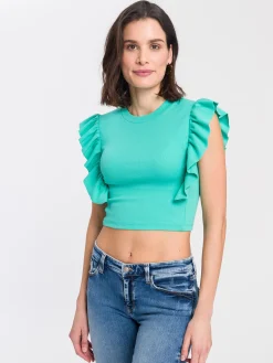 Top damski turkusowy 55959-130<Cross Jeans New