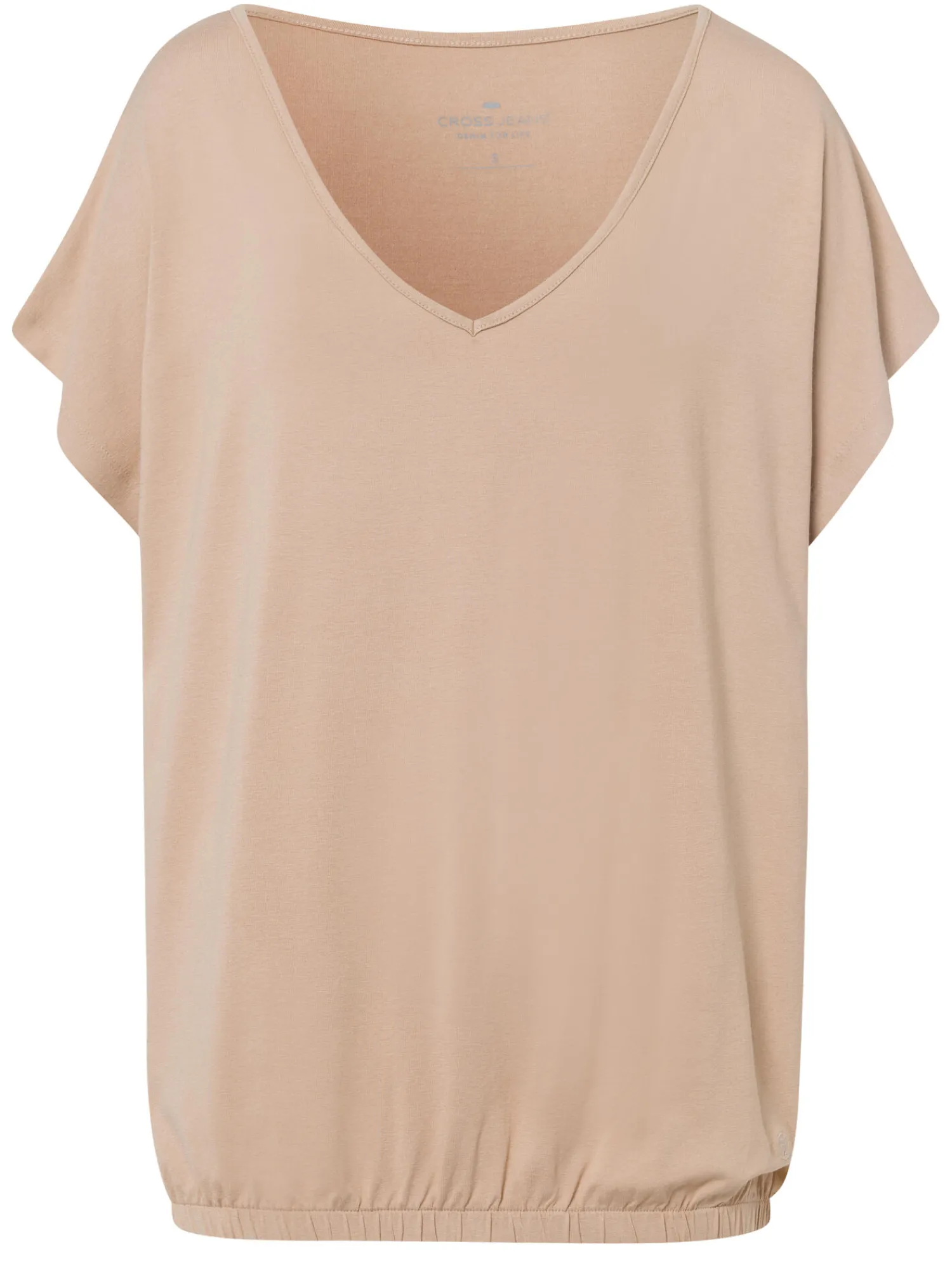 T-shirt damski beżowy 55921-105 LIGHT BEIGE<Cross Jeans Fashion