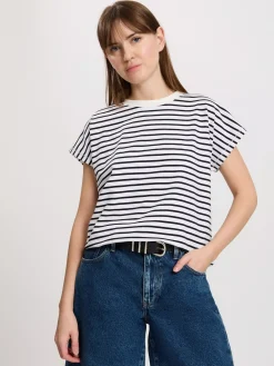 T-shirt damski biały 56191-008<Cross Jeans Fashion