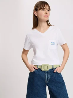 T-shirt damski biały 56166-008<Cross Jeans Online