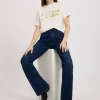 T-shirt damski biały z nadrukiem 56155-028<Cross Jeans Clearance