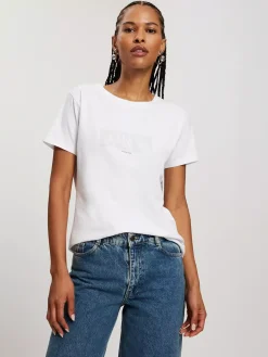 T-shirt damski biały z nadrukiem 56145-008<Cross Jeans Discount