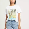 T-shirt damski biały z nadrukiem 56059-008<Cross Jeans Discount
