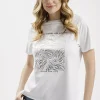 T-shirt damski biały z nadrukiem 56082-008<Cross Jeans Outlet