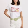 T-shirt damski biały z nadrukiem 56184-008<Cross Jeans Discount