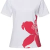 T-shirt damski biały z nadrukiem 56179-008<Cross Jeans Clearance