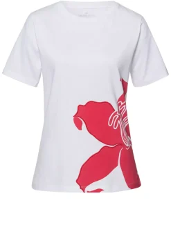 T-shirt damski biały z nadrukiem 56179-008<Cross Jeans Clearance