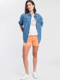 T-shirt damski biały z nadrukiem 55937-008<Cross Jeans Fashion