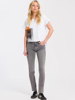 T-shirt damski biały z nadrukiem 55940-008<Cross Jeans Discount