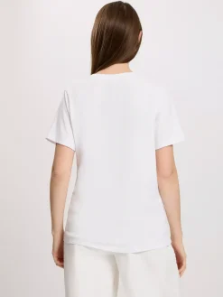 T-shirt damski biały z nadrukiem 56163-008<Cross Jeans Clearance