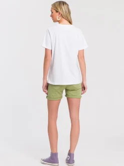 T-shirt damski biały z nadrukiem 55966-008<Cross Jeans Outlet