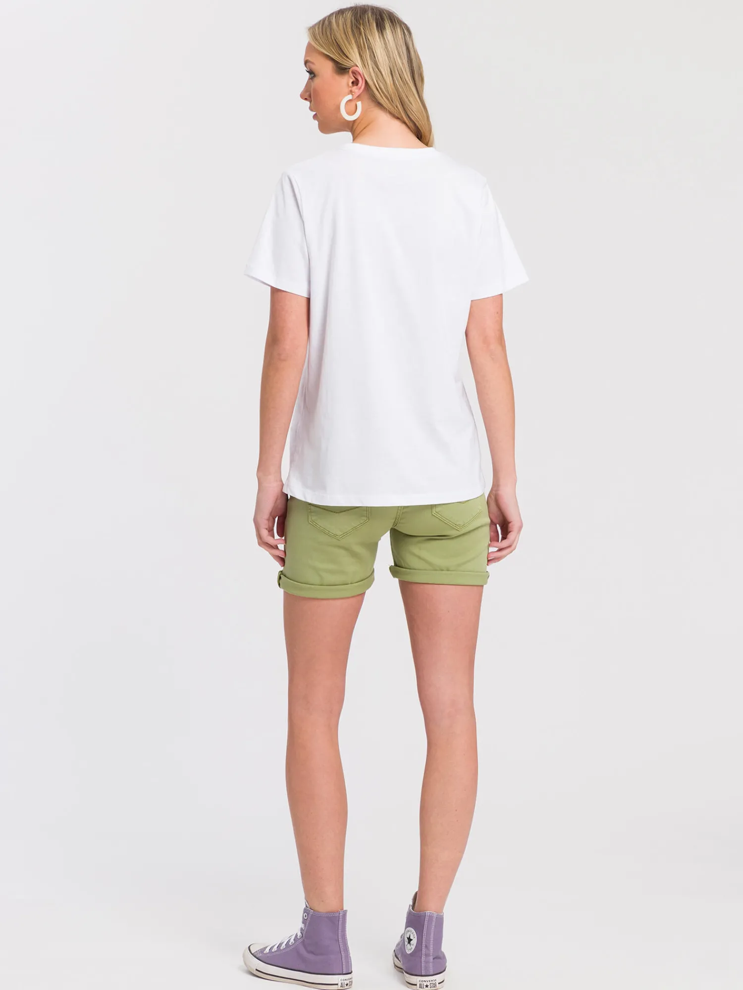 T-shirt damski biały z nadrukiem 55966-008<Cross Jeans Outlet