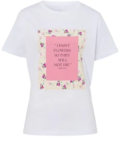T-shirt damski biały z nadrukiem 55966-008<Cross Jeans Outlet