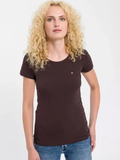 T-shirt damski brązowy 50236-245<Cross Jeans Fashion