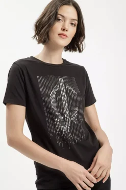 T-shirt damski czarny 56146-020<Cross Jeans Fashion