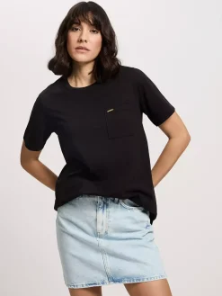 T-shirt damski czarny 56171-020<Cross Jeans Outlet