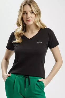 T-shirt damski czarny 56094-020<Cross Jeans Outlet
