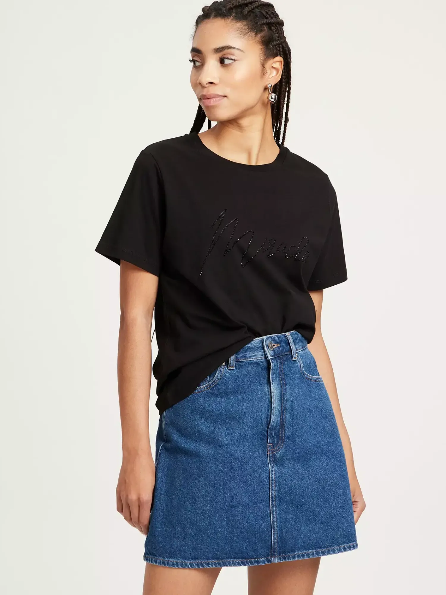T-shirt damski czarny 56076-020<Cross Jeans Outlet