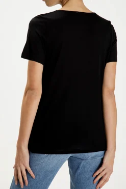 T-shirt damski czarny 55837-020<Cross Jeans Discount
