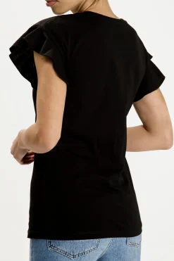 T-shirt damski czarny 55838-020<Cross Jeans Sale