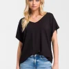 T-shirt damski czarny oversize 55921-020<Cross Jeans Online