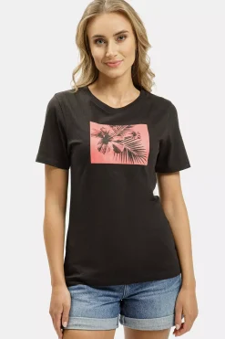 T-shirt damski czarny z nadrukiem 56181-020<Cross Jeans Online