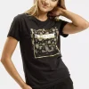 T-shirt damski czarny z nadrukiem 56150-020<Cross Jeans Fashion