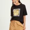 T-shirt damski czarny z nadrukiem 56078-020<Cross Jeans Hot
