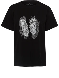 T-shirt damski czarny z nadrukiem 56026-020<Cross Jeans Best