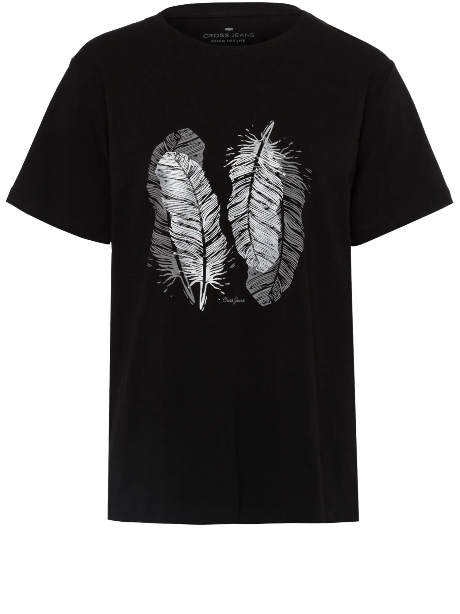 T-shirt damski czarny z nadrukiem 56026-020<Cross Jeans Best