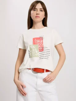 T-shirt damski z nadrukiem 56188-028<Cross Jeans Outlet