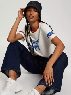 T-shirt damski z nadrukiem 56167-028<Cross Jeans Fashion