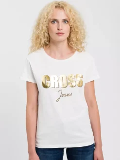T-shirt damski z nadrukiem 55879-028<Cross Jeans Discount