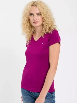 T-shirt damski fioletowy 55152-036<Cross Jeans Online