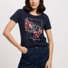T-shirt damski granatowy z nadrukiem 56170-001<Cross Jeans New