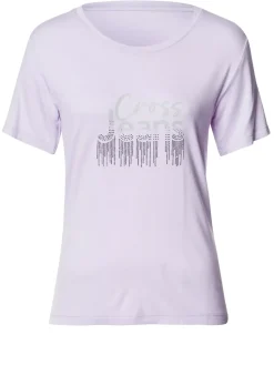 T-shirt damski jasnofioletowy z nadrukiem 56177-654 LIGHT LAVANDER<Cross Jeans Clearance