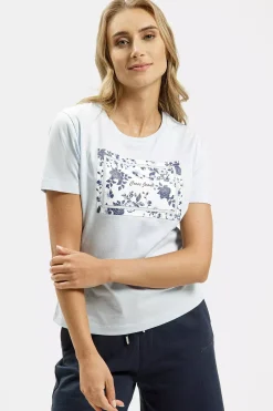 T-shirt damski jasnoniebieski 56210-071 LIGHT BLUE<Cross Jeans Online