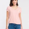 T-shirt damski jasnoróżowy 55922-520 LIGHT ROSE<Cross Jeans Hot