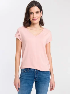 T-shirt damski jasnoróżowy 55922-520 LIGHT ROSE<Cross Jeans Hot