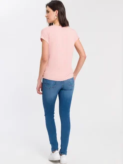 T-shirt damski jasnoróżowy 55922-520 LIGHT ROSE<Cross Jeans Hot